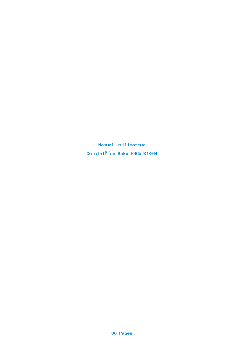 Page 1 de la notice Manuel utilisateur Beko FSG52010FW