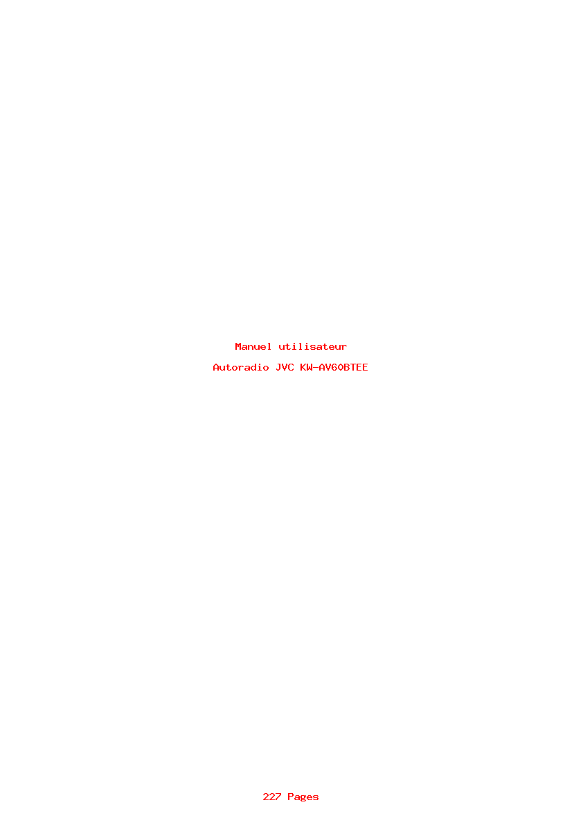 Page 1 de la notice Manuel utilisateur JVC KW-AV60BTEE