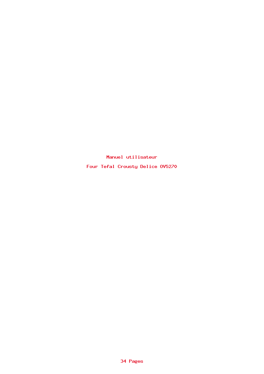 Page 1 de la notice Manuel utilisateur Tefal Crousty Delice OV5270