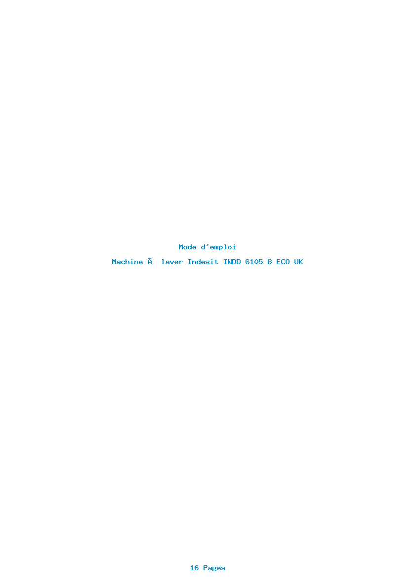 Page 1 de la notice Mode d'emploi Indesit IWDD 6105 B ECO UK