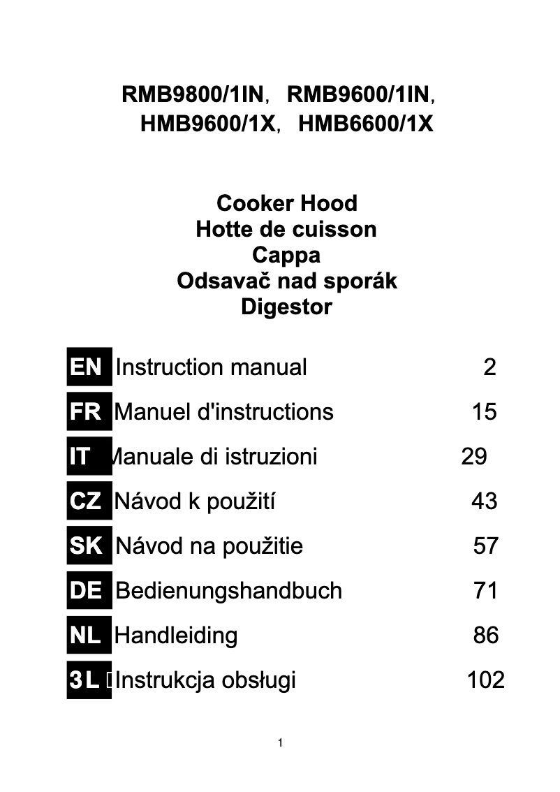 Page 1 de la notice Manuel utilisateur Rosieres RMB 9600/1 IN