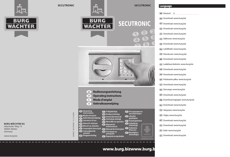 Página 1 del manual Manual de usuario Burg Wächter Ranger N 5 E