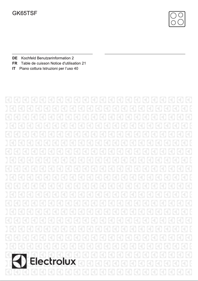 Page 1 de la notice Manuel utilisateur Electrolux GK65TSF