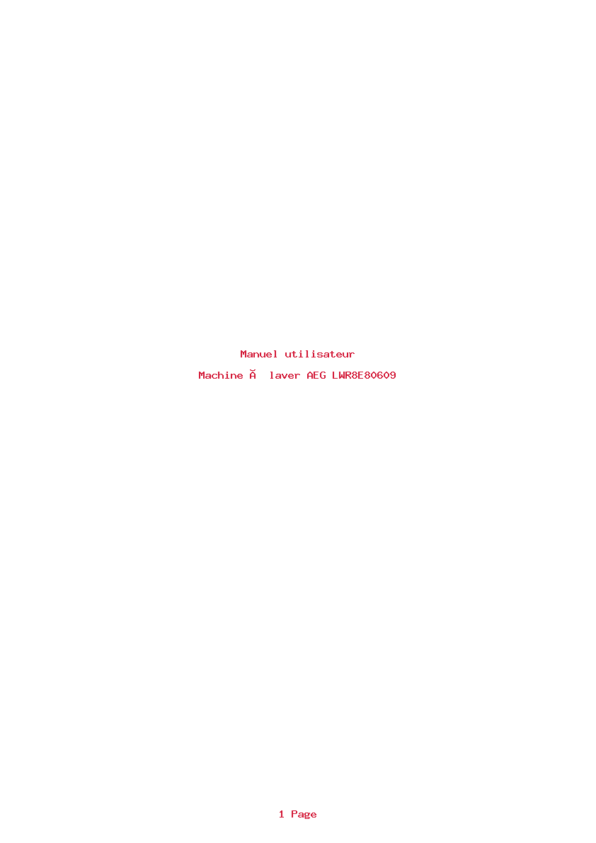 Page 1 de la notice Manuel utilisateur AEG LWR8E80609