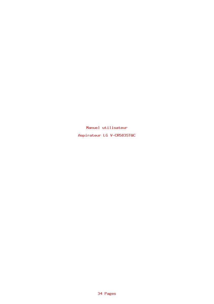 Page 1 de la notice Manuel utilisateur LG V-CR583STQC