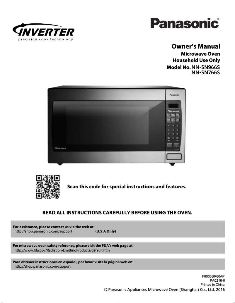 Page 1 de la notice Manuel utilisateur Panasonic Inverter NN-SN966S