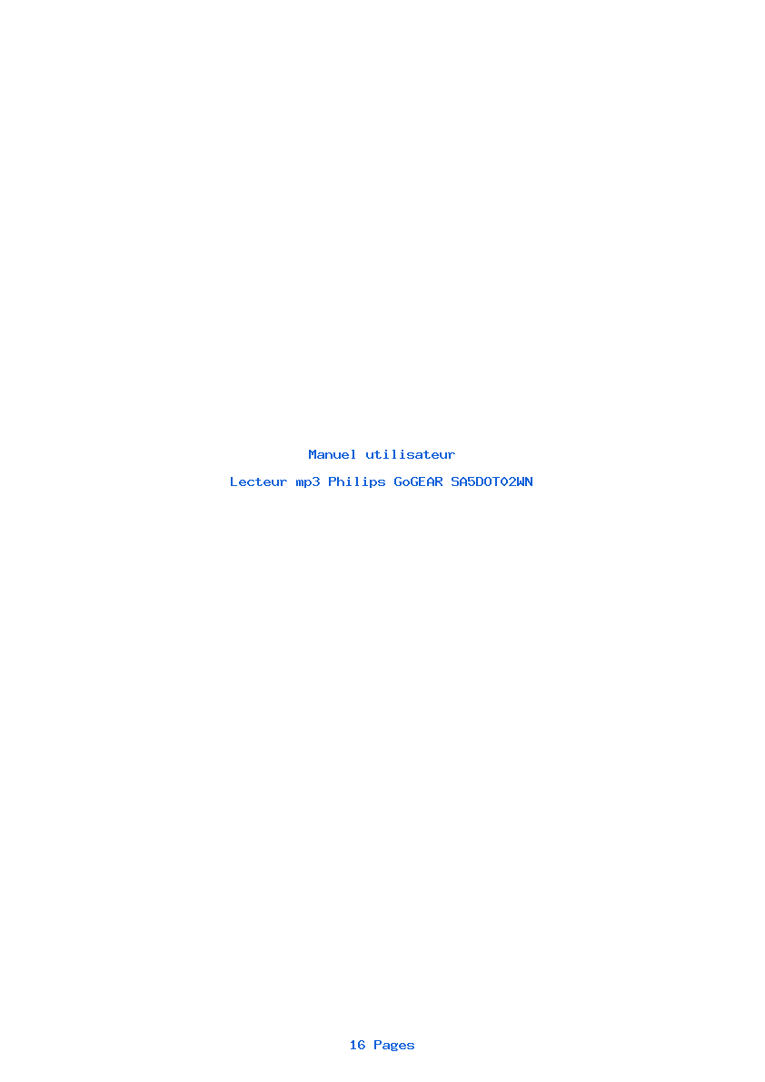 Page 1 de la notice Manuel utilisateur Philips GoGEAR SA5DOT02WN