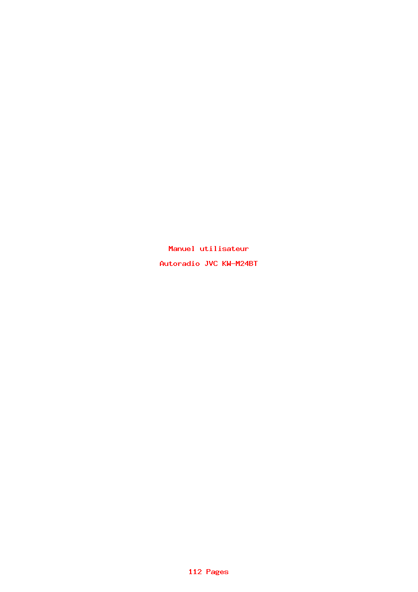 Page 1 de la notice Manuel utilisateur JVC KW-M24BT