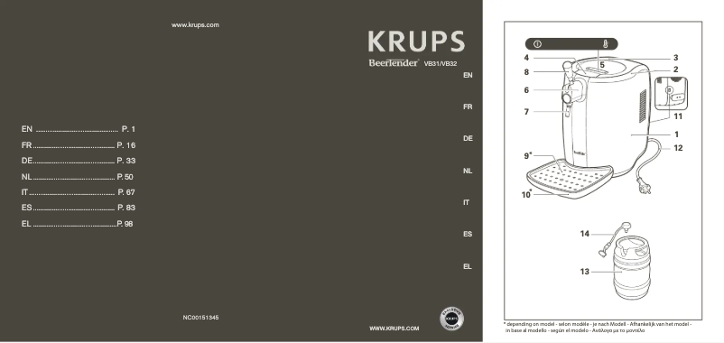 Page 1 de la notice Manuel utilisateur Krups BeerTender VB32