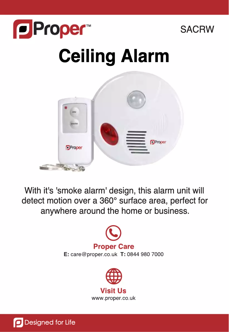 Página 1 del manual Manual de usuario Proper Motion Ceiling Alarm Inc Remote