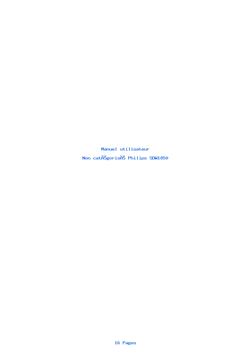 Page 1 de la notice Manuel utilisateur Philips SDW1850