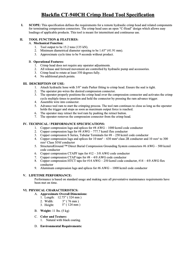 Page 1 de la notice Fiche technique Panduit CT-940CH