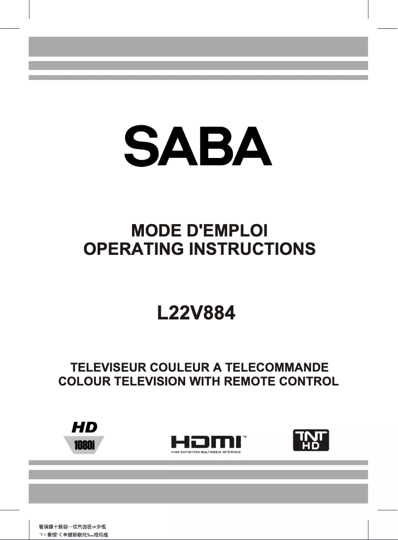 Page 1 de la notice Manuel utilisateur Saba L22V884