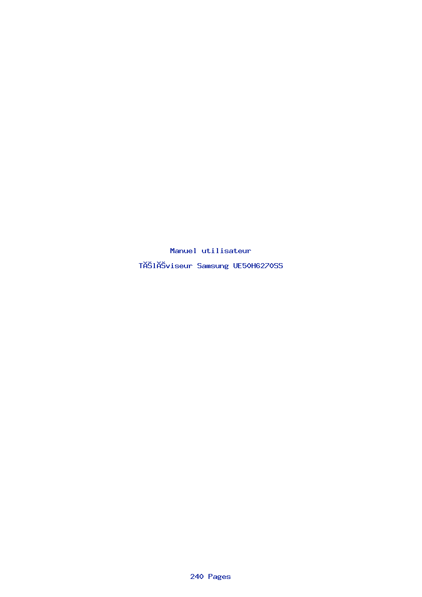 Page 1 de la notice Manuel utilisateur Samsung UE50H6270SS