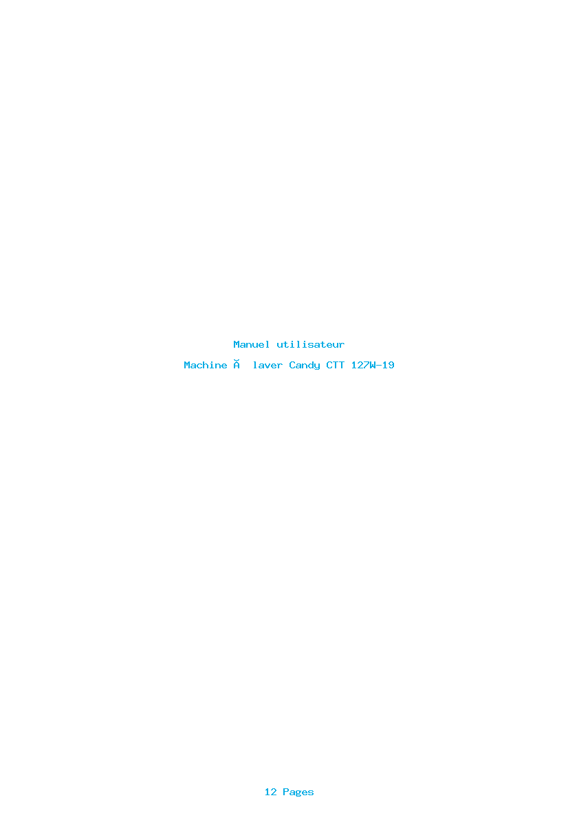 Page 1 de la notice Manuel utilisateur Candy CTT 127W-19