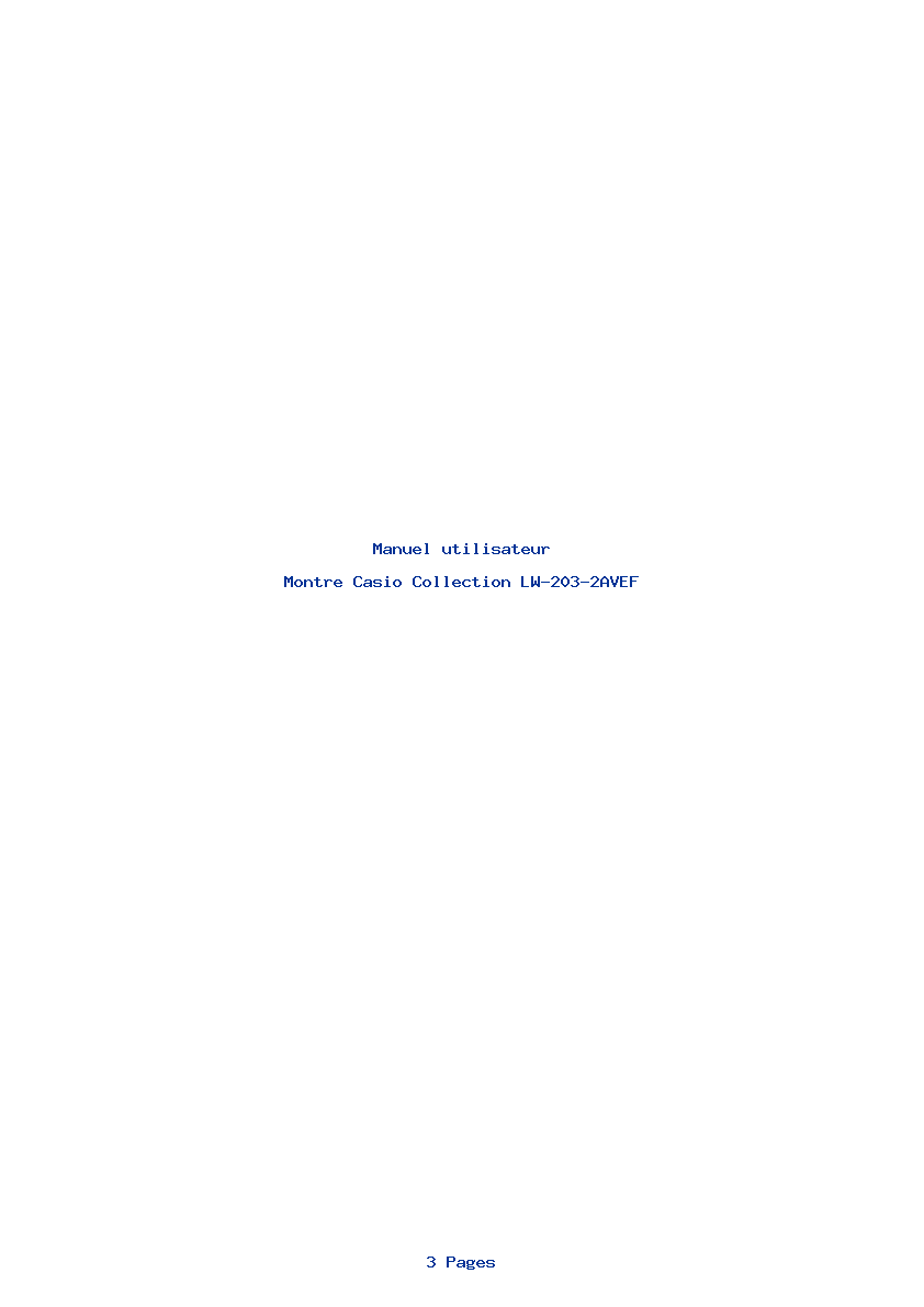 Page 1 de la notice Manuel utilisateur Casio Collection LW-203-2AVEF