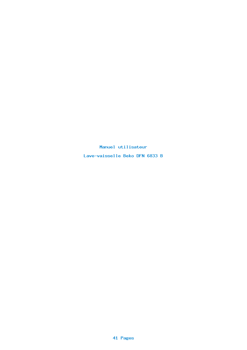 Page 1 de la notice Manuel utilisateur Beko DFN 6833 B