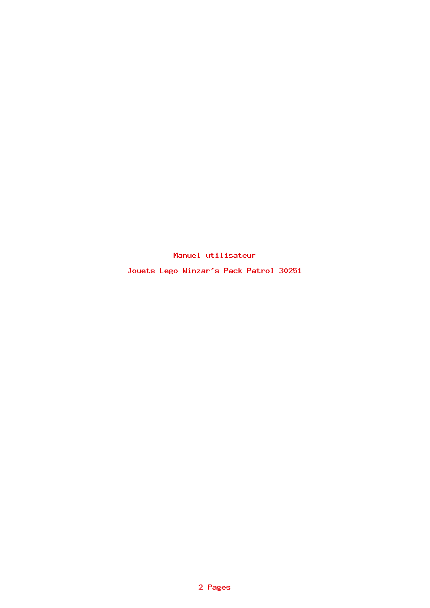 Page 1 de la notice Manuel utilisateur Lego Winzar's Pack Patrol 30251