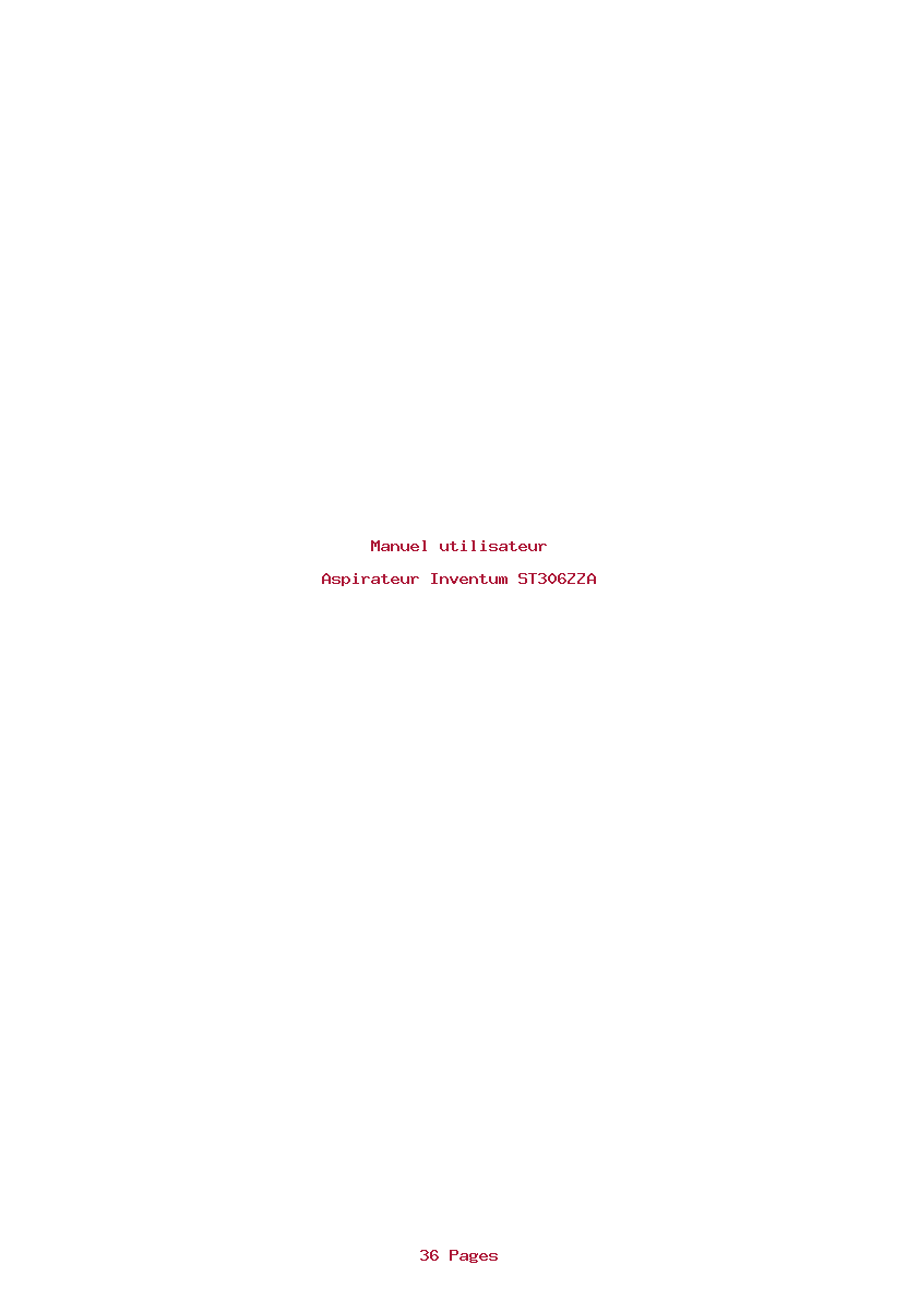 Page 1 de la notice Manuel utilisateur Inventum ST306ZZA