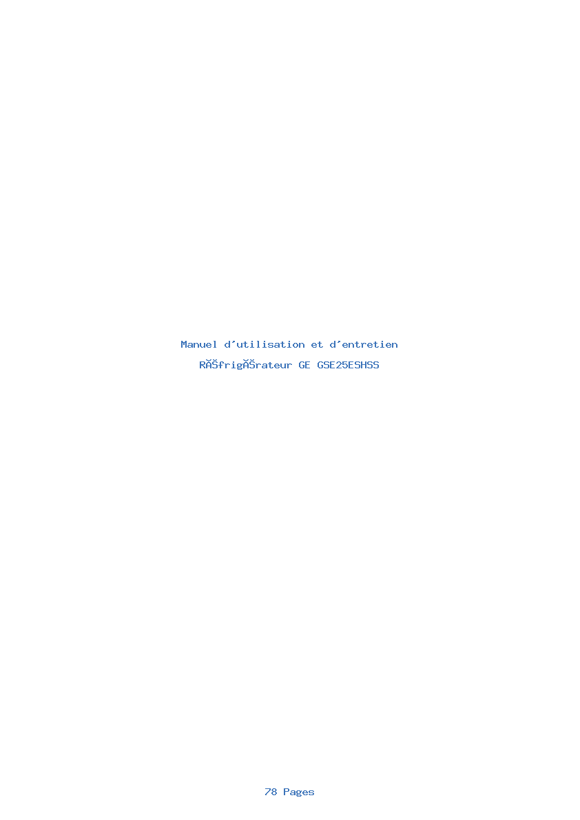 Image de la première page du manuel de l'appareil GSE25ESHSS