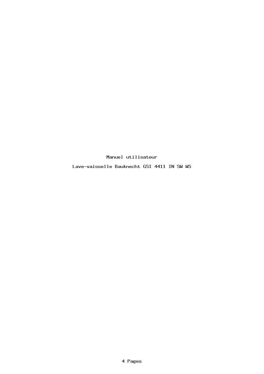 Page 1 de la notice Manuel utilisateur Bauknecht GSI 4411 IN SW WS