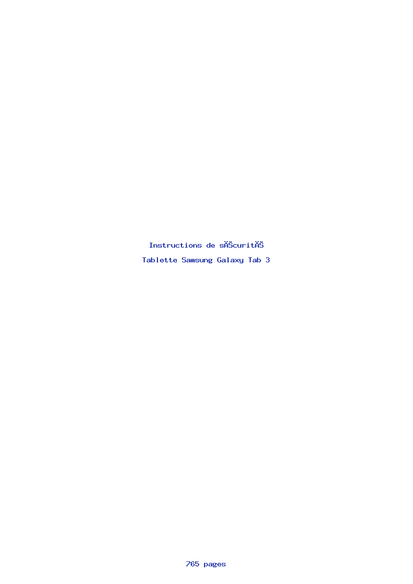 Page 1 de la notice Instructions de sécurité Samsung Galaxy Tab 3