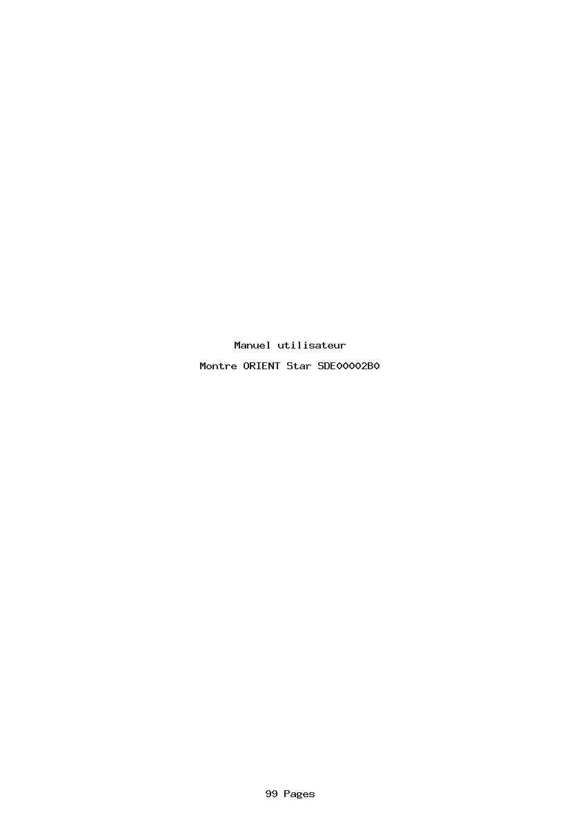 Page 1 de la notice Manuel utilisateur ORIENT Star SDE00002B0