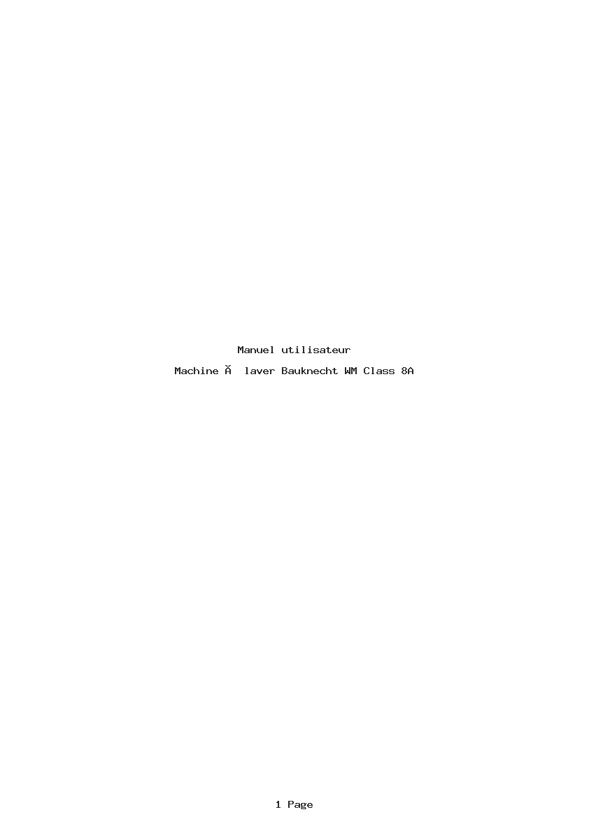 Page 1 de la notice Manuel utilisateur Bauknecht WM Class 8A
