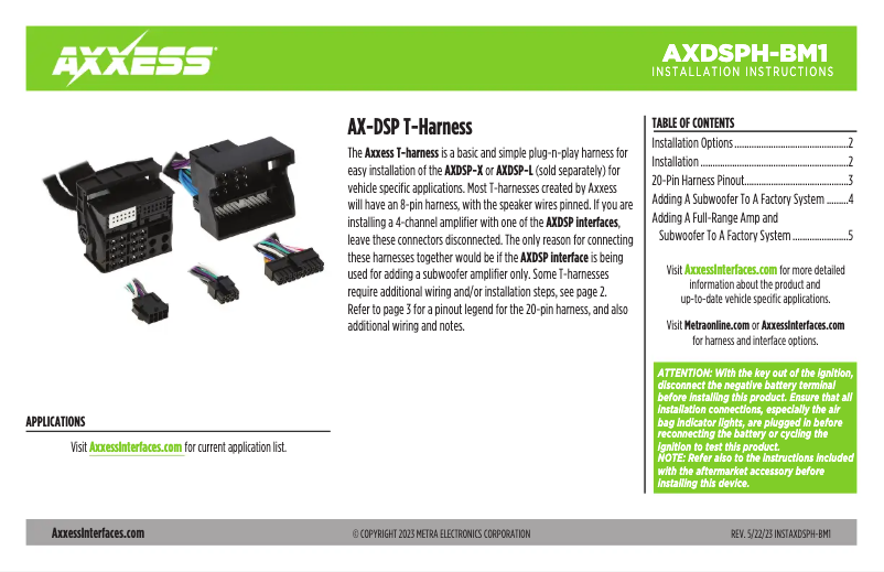 Page 1 de la notice Manuel utilisateur AXESS AXDSPH-BM1