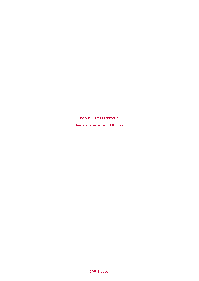Page 1 de la notice Manuel utilisateur Scansonic PA3600