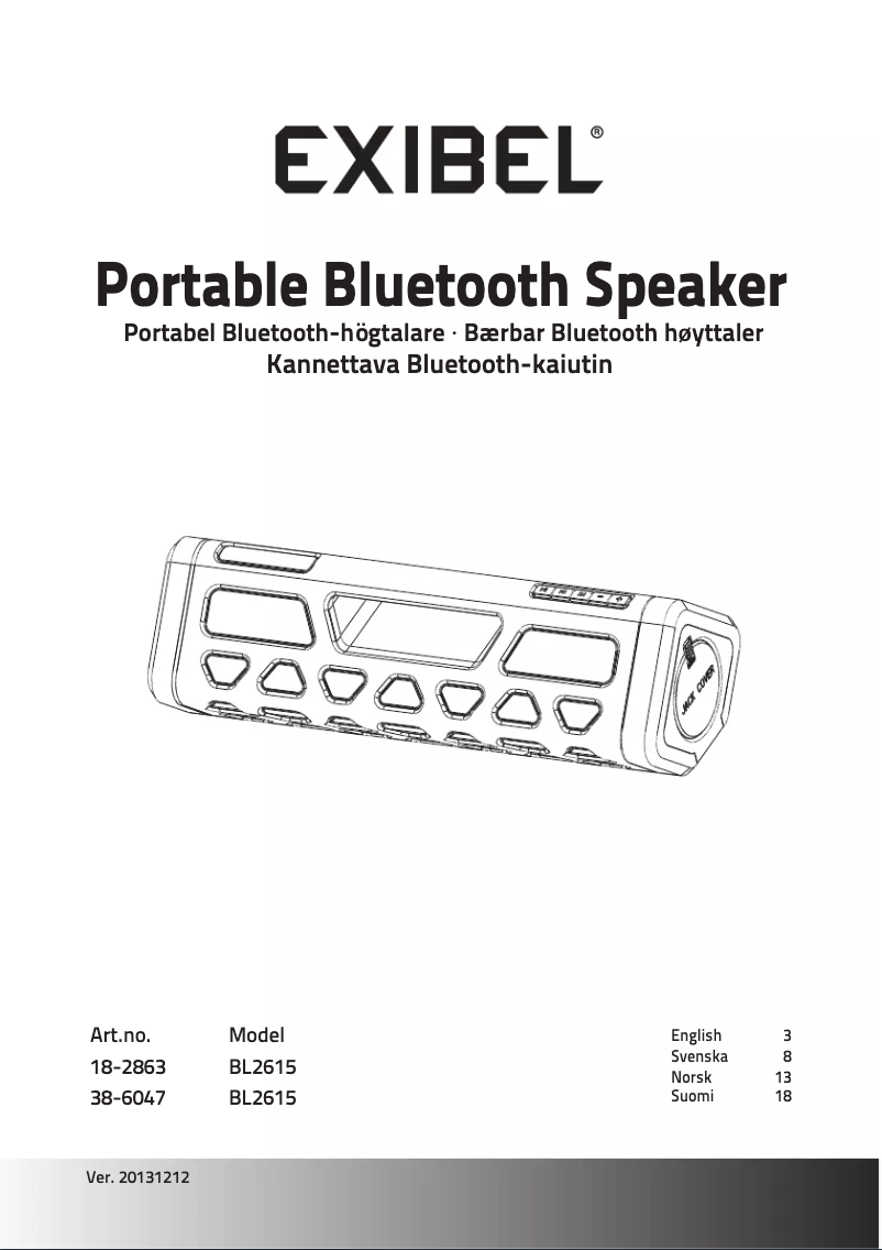 Page 1 de la notice Manuel utilisateur Exibel BL2615