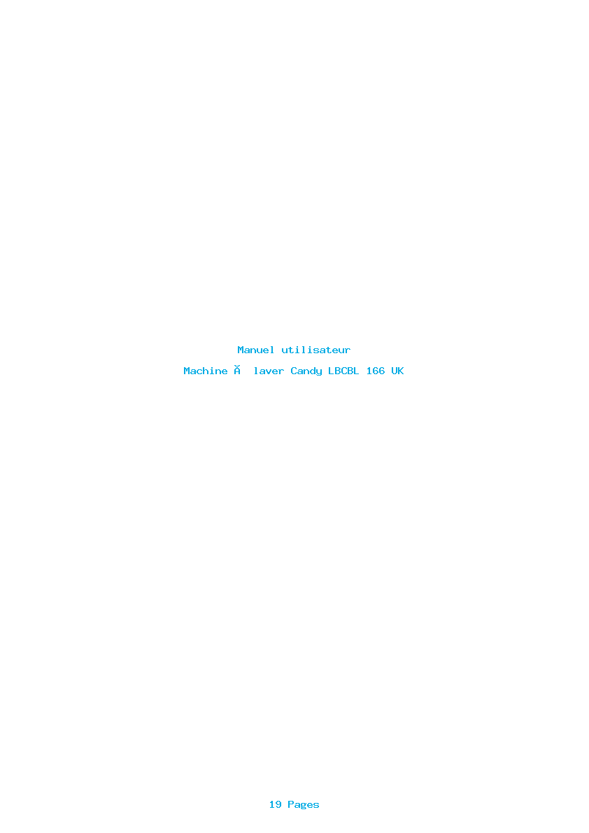Page 1 de la notice Manuel utilisateur Candy LBCBL 166 UK