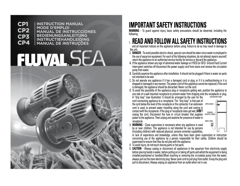 Page 1 de la notice Manuel utilisateur Fluval CP1
