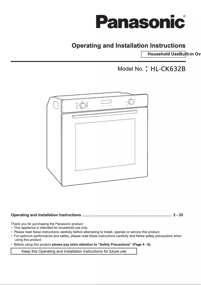 Page 1 de la notice Manuel utilisateur Panasonic HL-CK632B