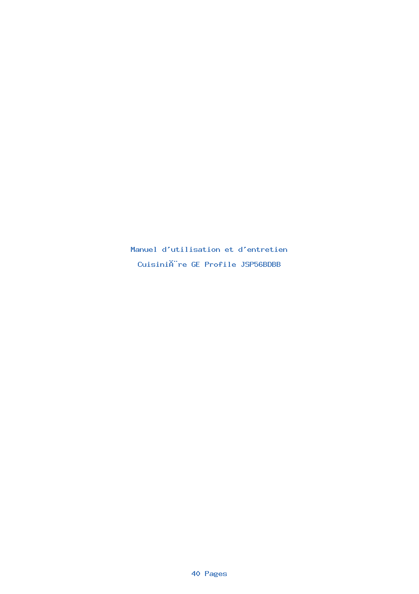 Page 1 de la notice Manuel d'utilisation et d'entretien GE Profile JSP56BDBB
