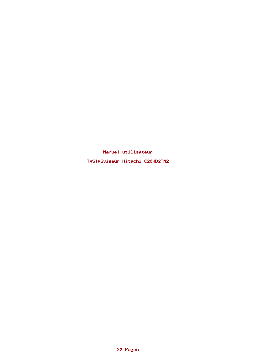 Page 1 de la notice Manuel utilisateur Hitachi C28WD2TN2