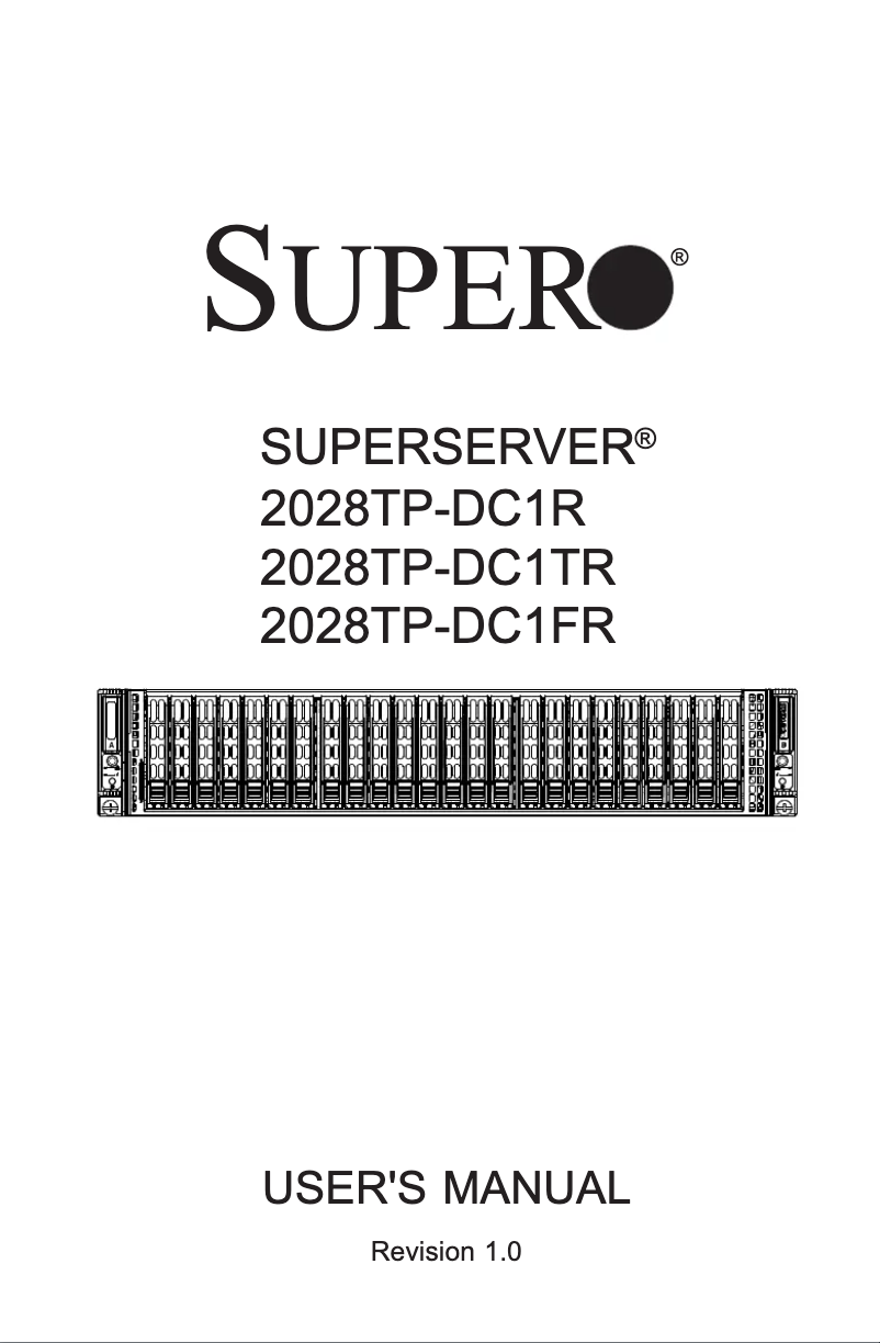 Page 1 de la notice Manuel utilisateur Supermicro SuperServer 2028TP-DC1FR
