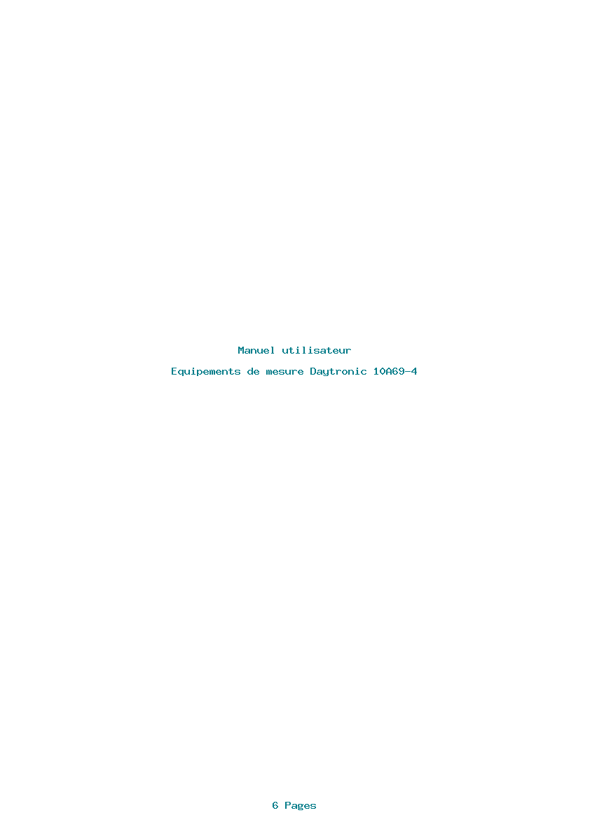 Page 1 de la notice Manuel utilisateur Daytronic 10A69-4