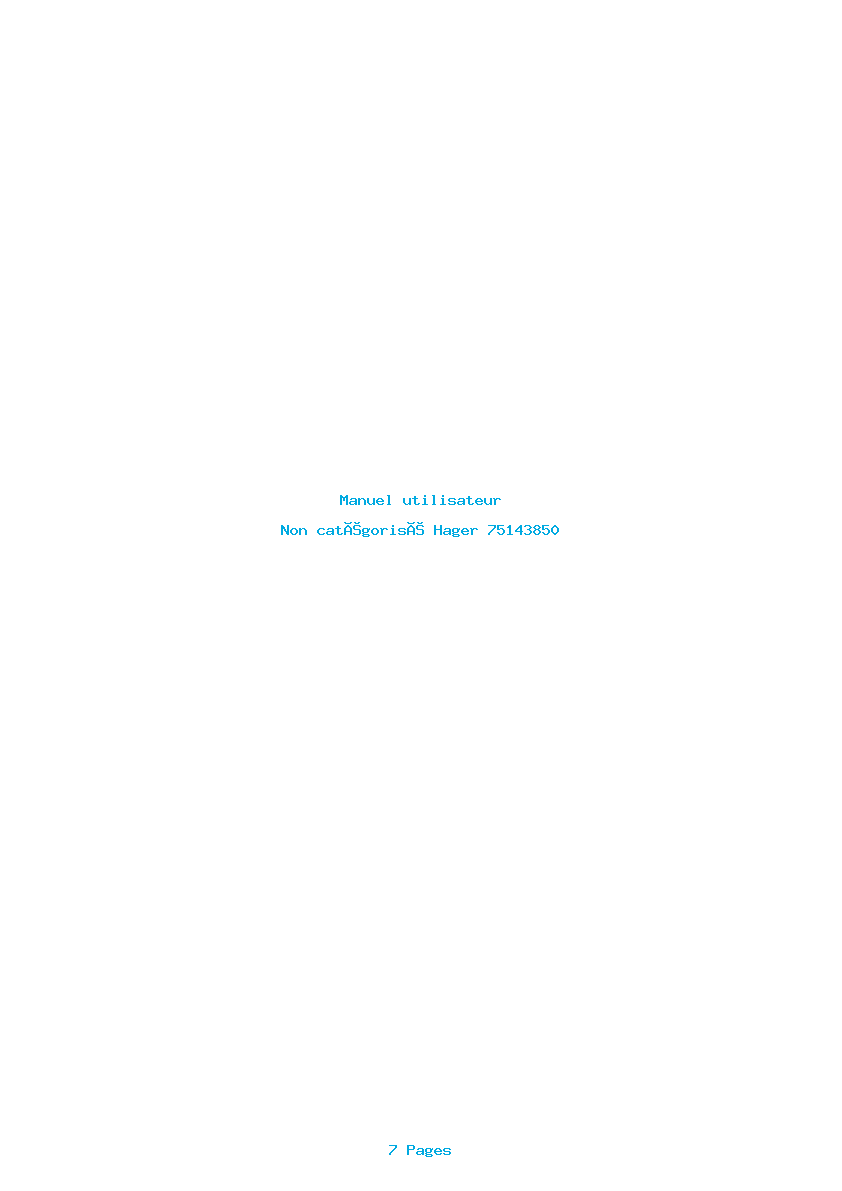 Page 1 de la notice Manuel utilisateur Hager 75143850