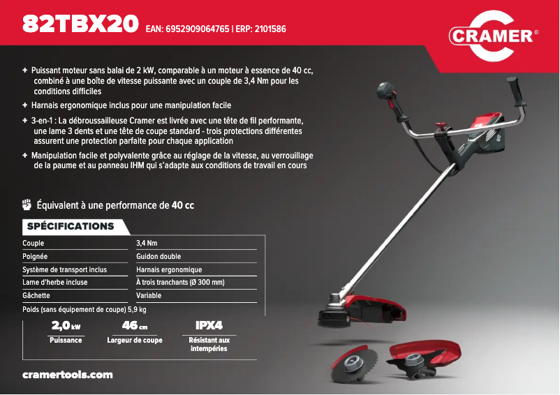 Page 1 de la notice Manuel utilisateur Cramer 82TBX20