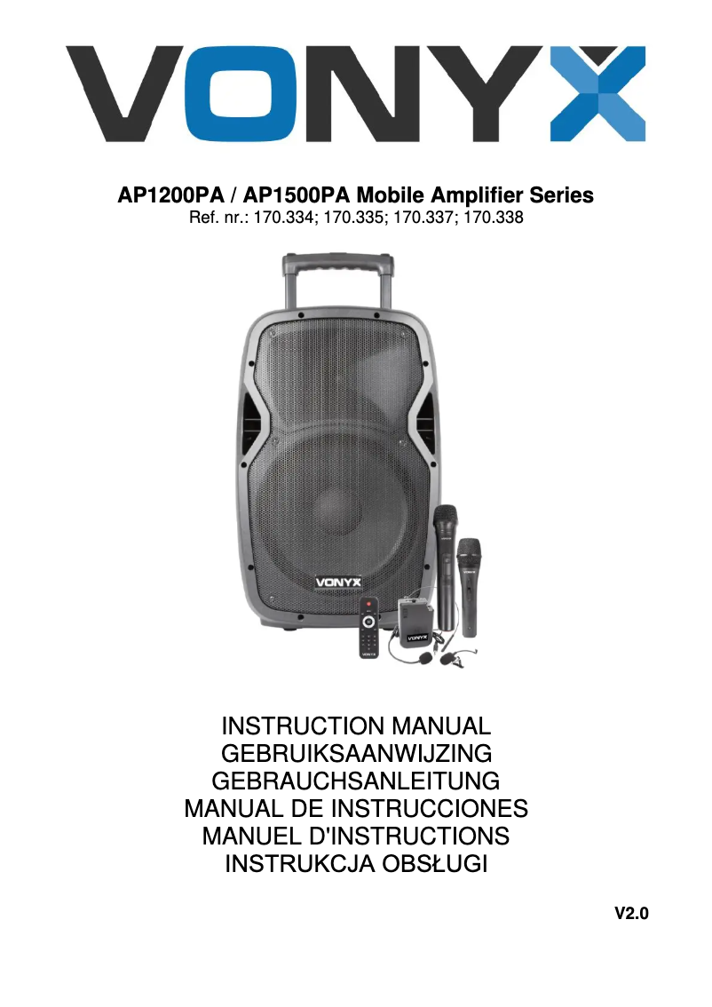 Page 1 de la notice Manuel utilisateur Vonyx AP1200PA