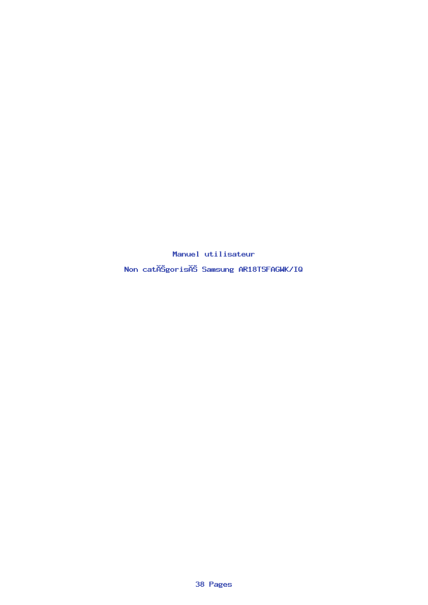 Page 1 de la notice Manuel utilisateur Samsung AR18TSFAGWK/IQ
