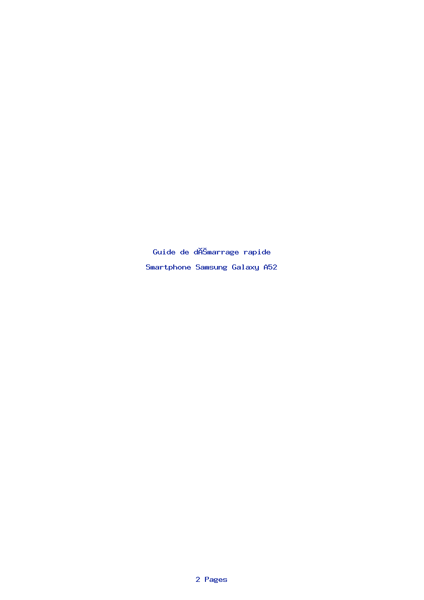 Page 1 de la notice Guide de démarrage rapide Samsung Galaxy A52