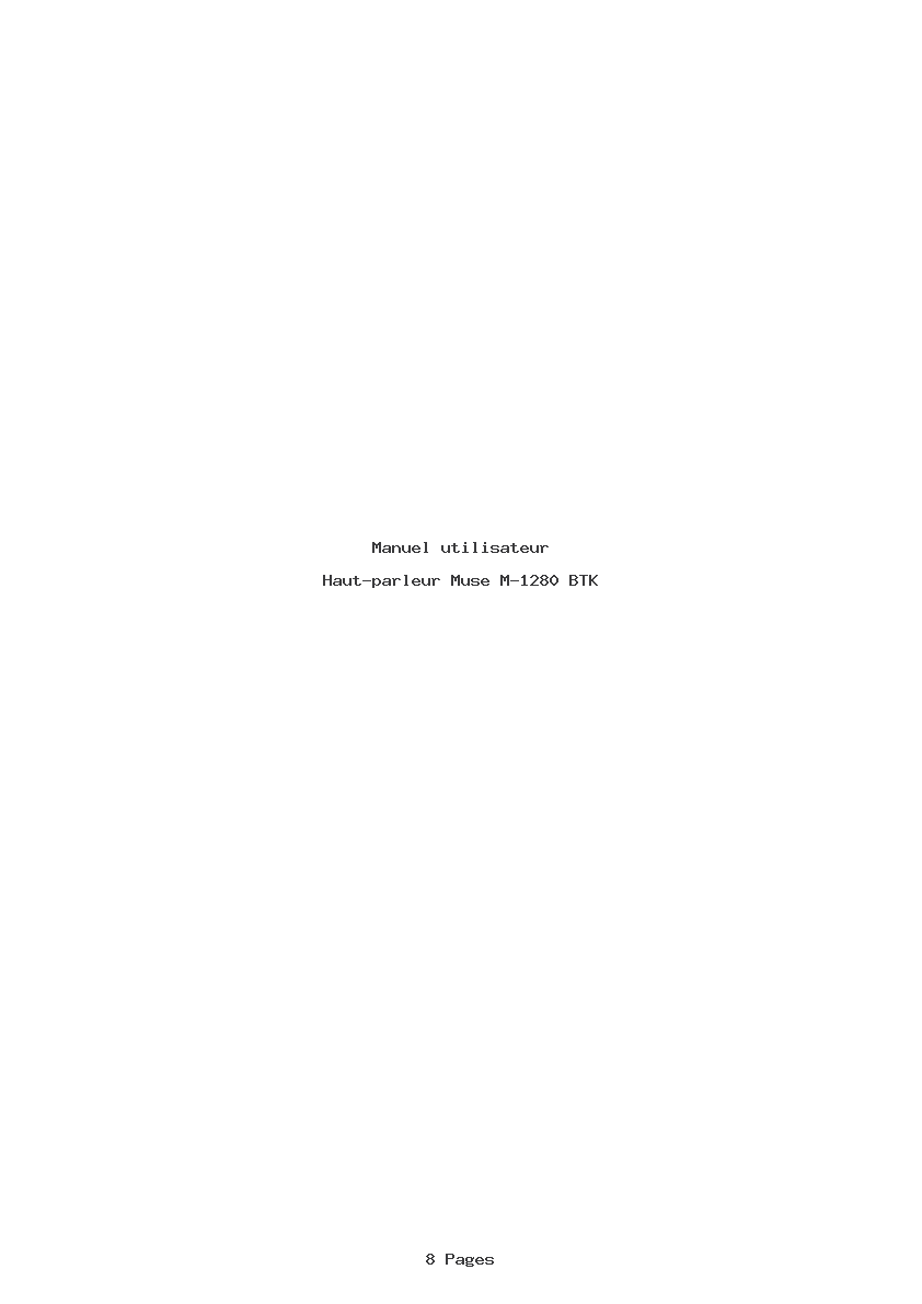 Page 1 de la notice Manuel utilisateur Muse M-1280 BTK
