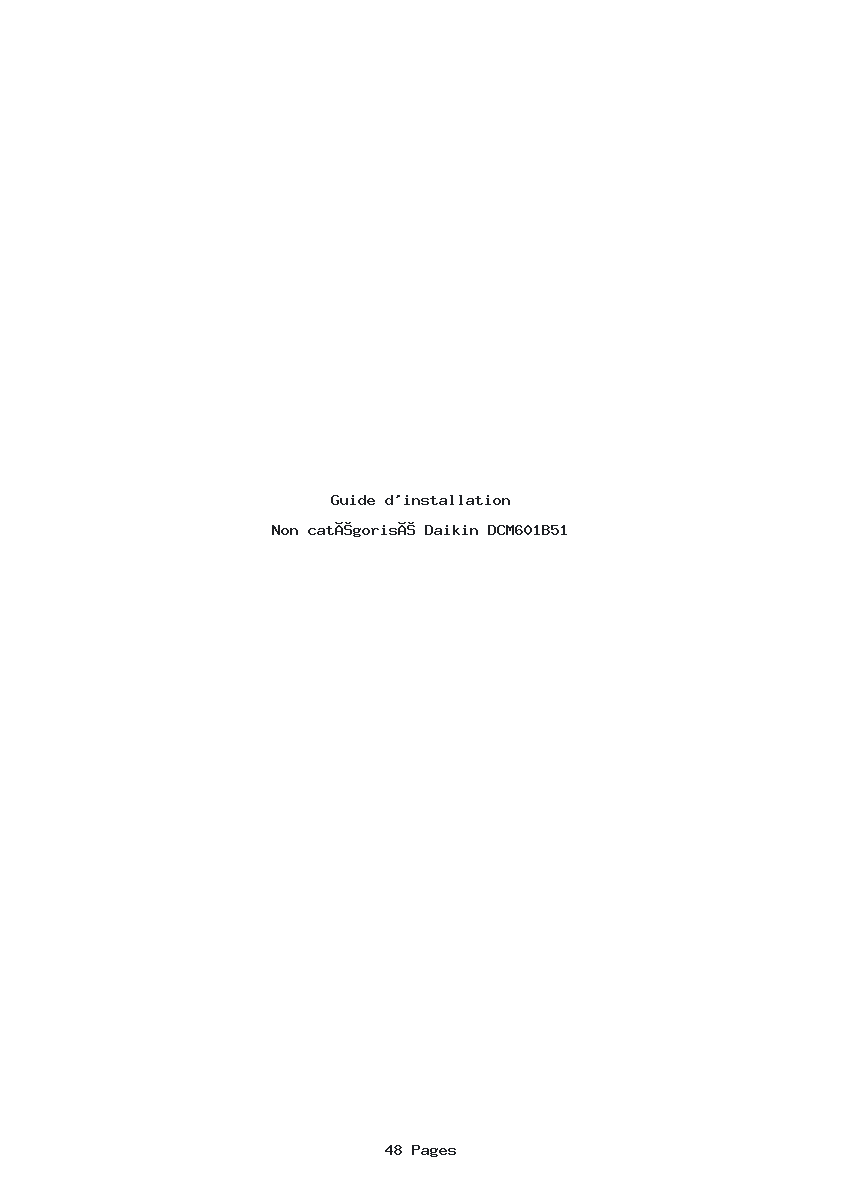 Page 1 de la notice Guide d'installation Daikin DCM601B51