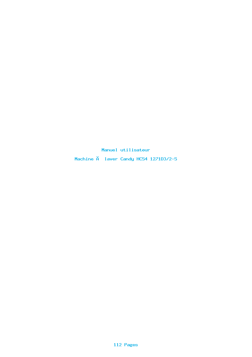 Page 1 de la notice Manuel utilisateur Candy HCS4 1271D3/2-S