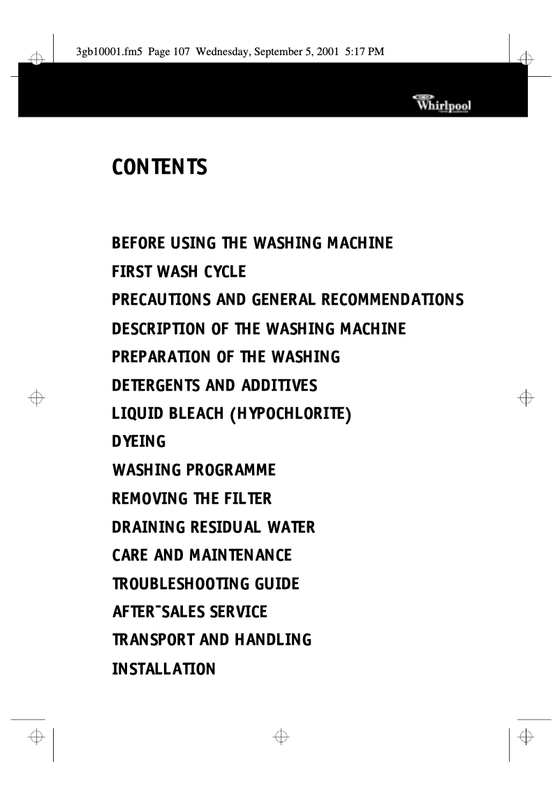 Página 1 del manual Manual de usuario Whirlpool FL 5054/3