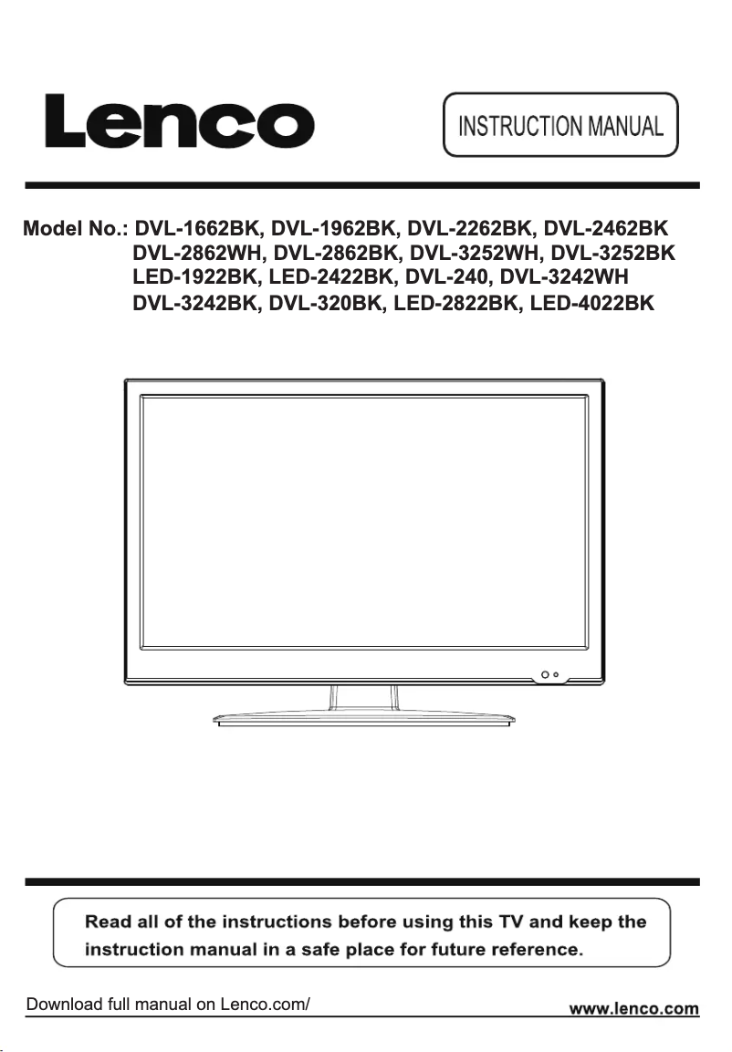 Page 1 de la notice Manuel utilisateur Lenco LED-4022BK