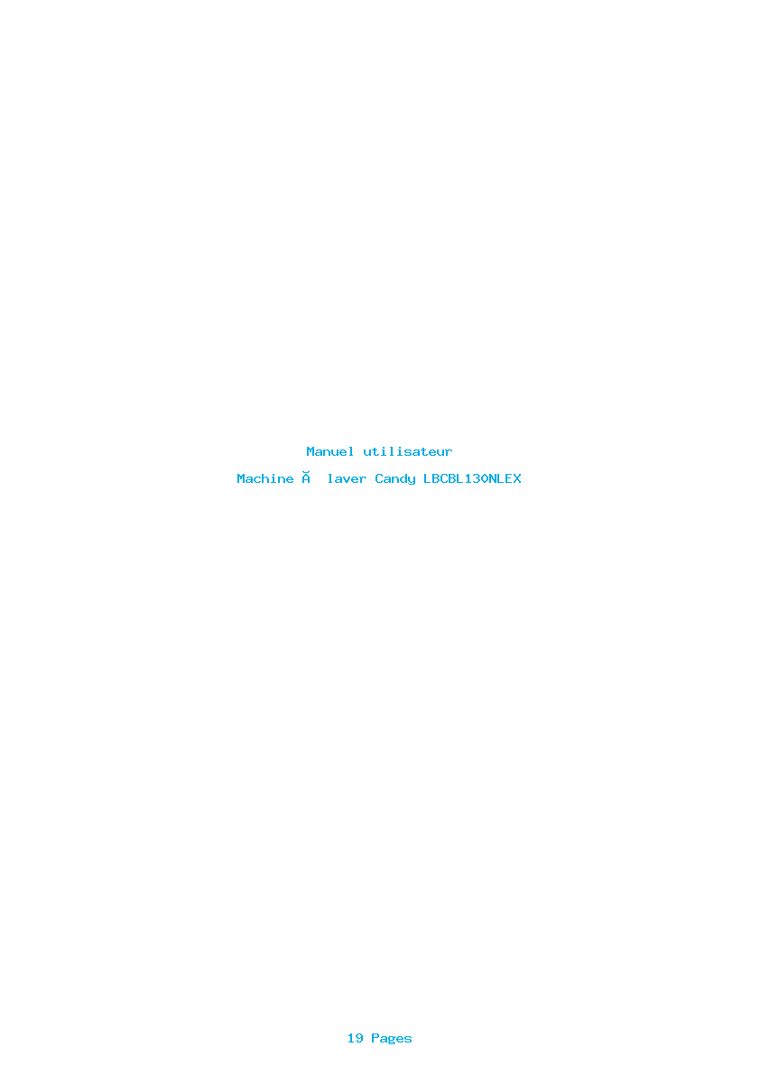 Page 1 de la notice Manuel utilisateur Candy LBCBL130NLEX