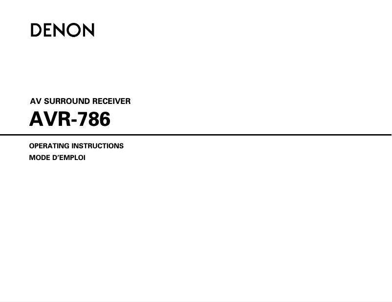 Page 1 de la notice Manuel utilisateur Denon AVR-786S